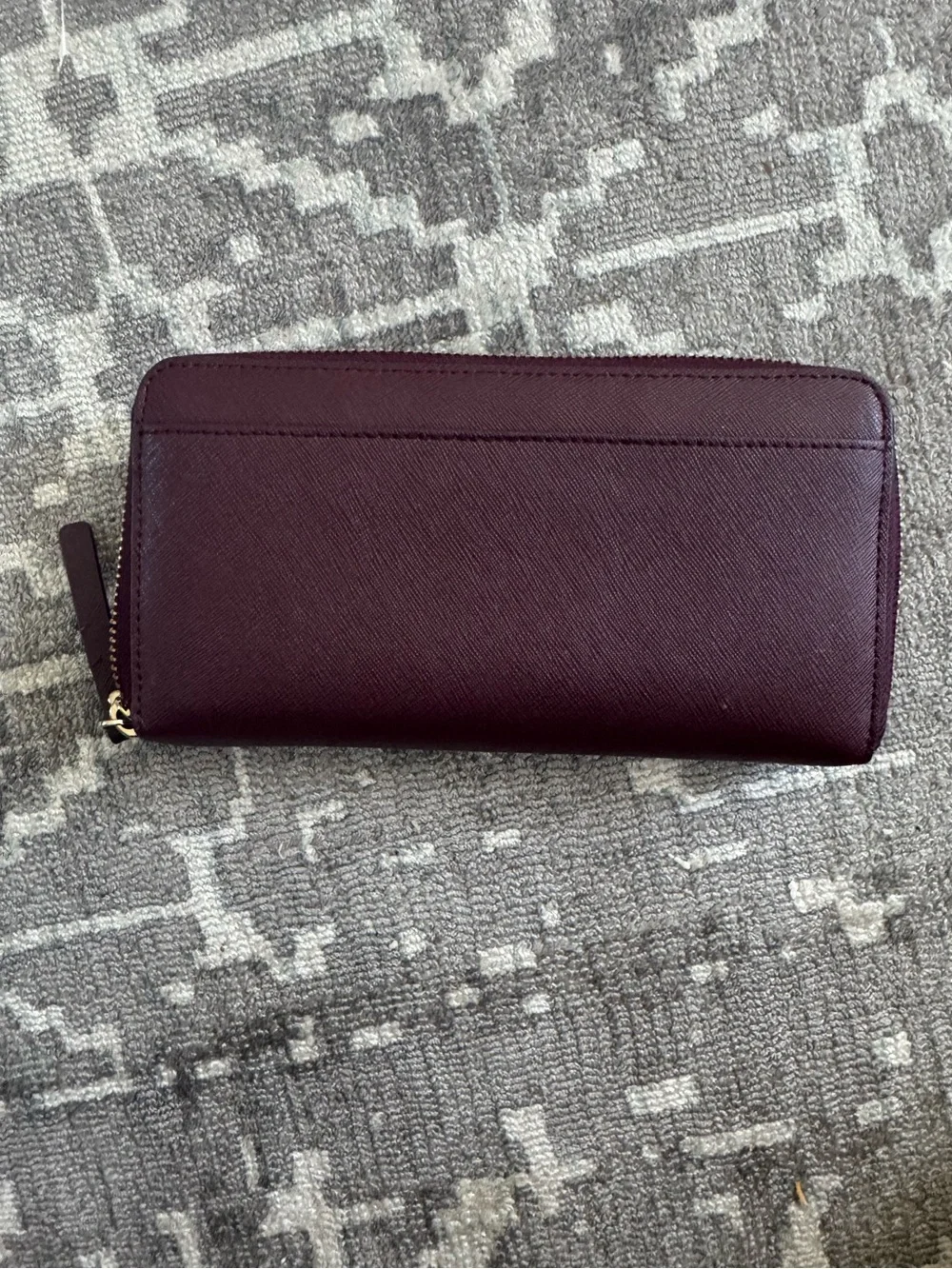 kate spade Plum Textured Leather Wallet with Gold Accent